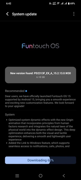 Vivo V29e receives Android 15 based Funtouch OS 15 Update